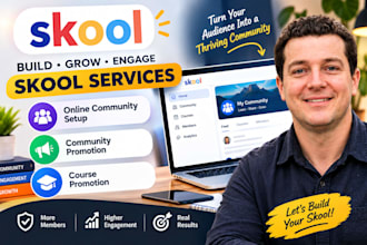 skool online community setup, skool community promotion, skool course promotion
