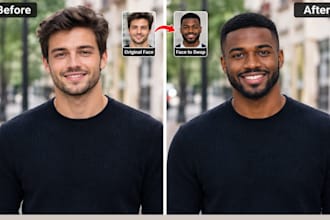 do product image editing, face swap, object and background removal in photoshop