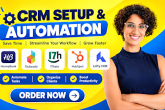 setup honeybook crm automation dubsado crm 17hats hubspot lofty crm workflow