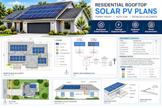 create residential rooftop solar pv permit plans in autocad
