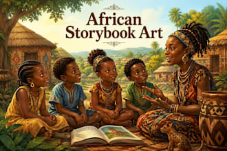illustrate african american children storybooks with african folktale characters