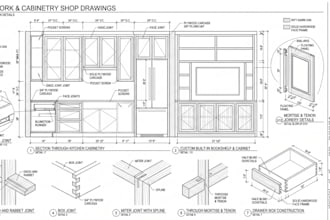 create millwork shop drawings for cabinetry joinery furniture casework, woodwork