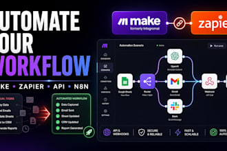 build make com automation, zapier workflows, API and webhook integration