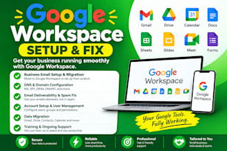 do google workspace setup,email migration,fix spam, activate gmail,verify domain