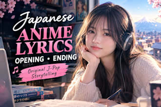 write original japanese anime song lyrics for your opening or ending