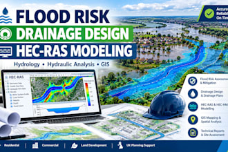do flood risk assessment drainage design and hec ras hydraulic modeling