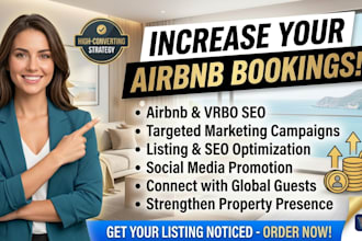 do airbnb listing promotion, airbnb SEO and vrbo marketing to boost booking