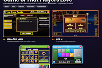 design professional roblox game UI, shop, inventory and more