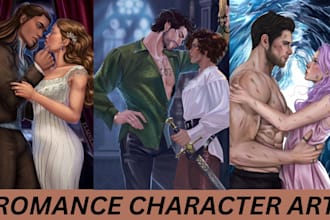 do fantasy romance character illustration couple art novel spicy romance art