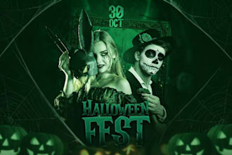 design halloween flyer party invitation flyer halloween social media post design
