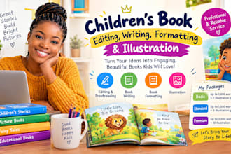 be kids book editor children book writer children book formatting, illustration