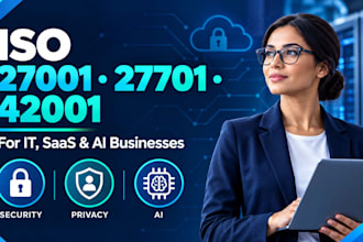 handle iso 27001 iso 27701 iso 42001 for IT, saas and ai businesses worldwide