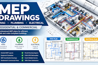 draw mep drawings, hvac, plumbing and electrical plans