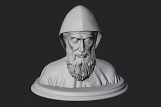 remesh stl,saint head bust 3dprint,photo to 3d model,relief statue for art decor