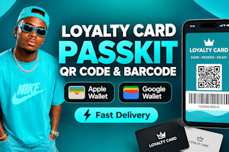 design custom loyalty card passkit qr code barcode apple wallet google wallet