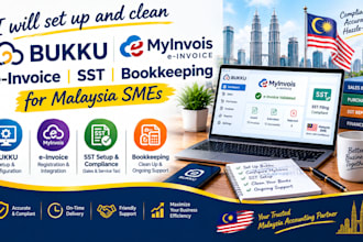 set up and clean bukku myinvois e invoice sst bookkeeping for malaysia smes