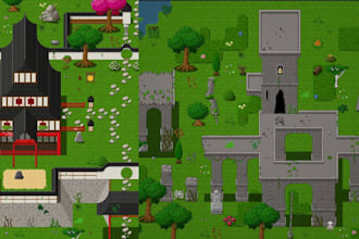 create pixel art tilesets, rpg maker assets and top down game maps sprite sheet