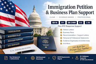 write uscis eb1a, o1, or eb2 niw petition letter, business plan and rfe response