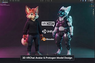 design furry nsfw vrchat avatar, fursona protogen, vrc original 3d commission