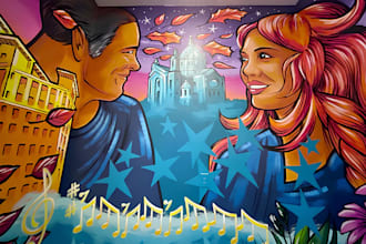design custom mural art, restaurant wall art, office street graffiti art