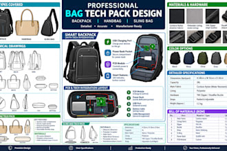 design backpack, handbag, sling bag tech pack with pcb and tech integration