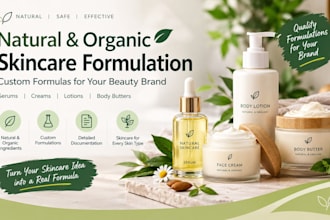 formulate natural organic skincare products, serum, cream, body butter, lotions