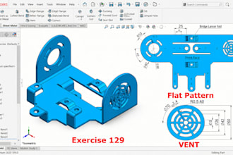 do 3d cad design and sheet metal parts design for laser cutting and bending