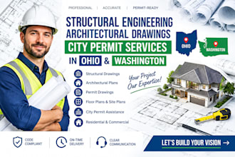 structural engineering, architectural drawing, city permit in ohio, washington