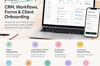 set up dubsado CRM, workflows, forms, and client onboarding