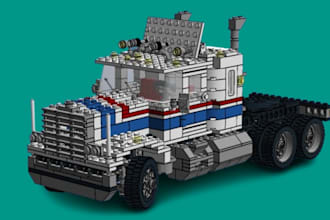 design custom lego moc, 3d lego model, lego set and instructions XML part list