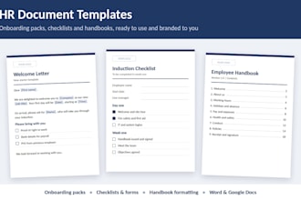 create professional HR templates, onboarding packs and checklists