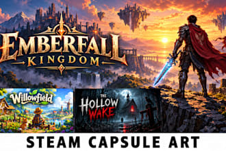 create steam capsule art, game cover art and promotional key art for indie games