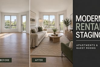 create modern virtual staging for rental apartments and guest rooms