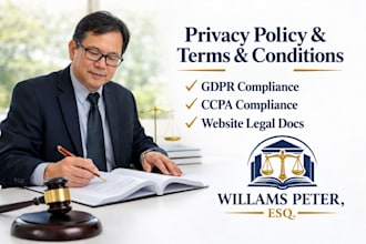 draft gdpr, ccpa compliant privacy policy, terms and conditions