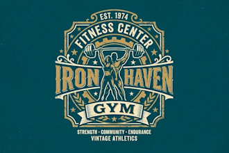design vintage fitness center logo design with business page
