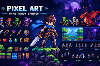 create pixel sprite sheet pixel art animation pixel game art for 2d video games