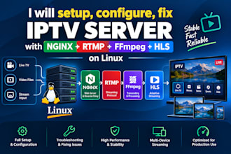setup, configure, fix iptv server with nginx rtmp ffmpeg and hls on linux