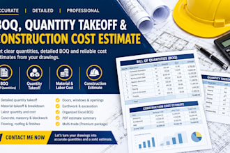 prepare boq, quantity takeoff and construction cost estimate
