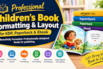 format your children book, picture book, KDP paperback and ebook