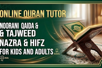 teach online quran with tajweed, noorani qaida and nazra for kids and adults