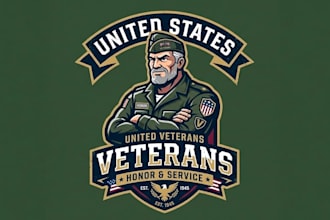 make wonderful veteran mascot logo design with 1 day delivery