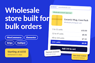 build a wholesale ecommerce website with woocommerce elementor stripe hubspot