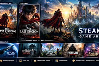 create steam capsule art, game cover art and promotional key art