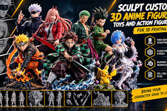 sculpt 3d character, anime figure, action figure, toy, miniature for 3d printing