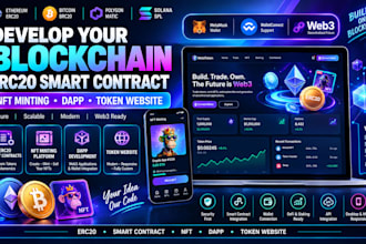 develop your blockchain erc20 smart contract nft minting dapp token website