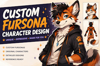 create draw a custom furry reference sheet character design for your fursuit