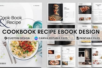 design cookbook recipe ebook meal planner and recipe book canva workbook design