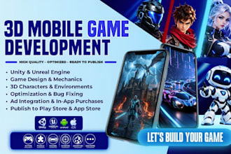 develop 3d game in unity or unreal engine for PC and android
