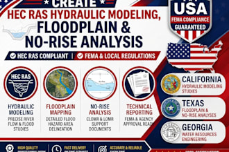 do hec ras hydraulic modeling, floodplain and no rise analysis