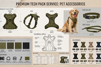 design dog tech pack pet clothing apparel tech pack dog garment and pet product